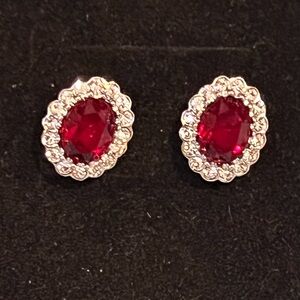 Liberty Red and Silver Gemstone Earrings clip style
B-9